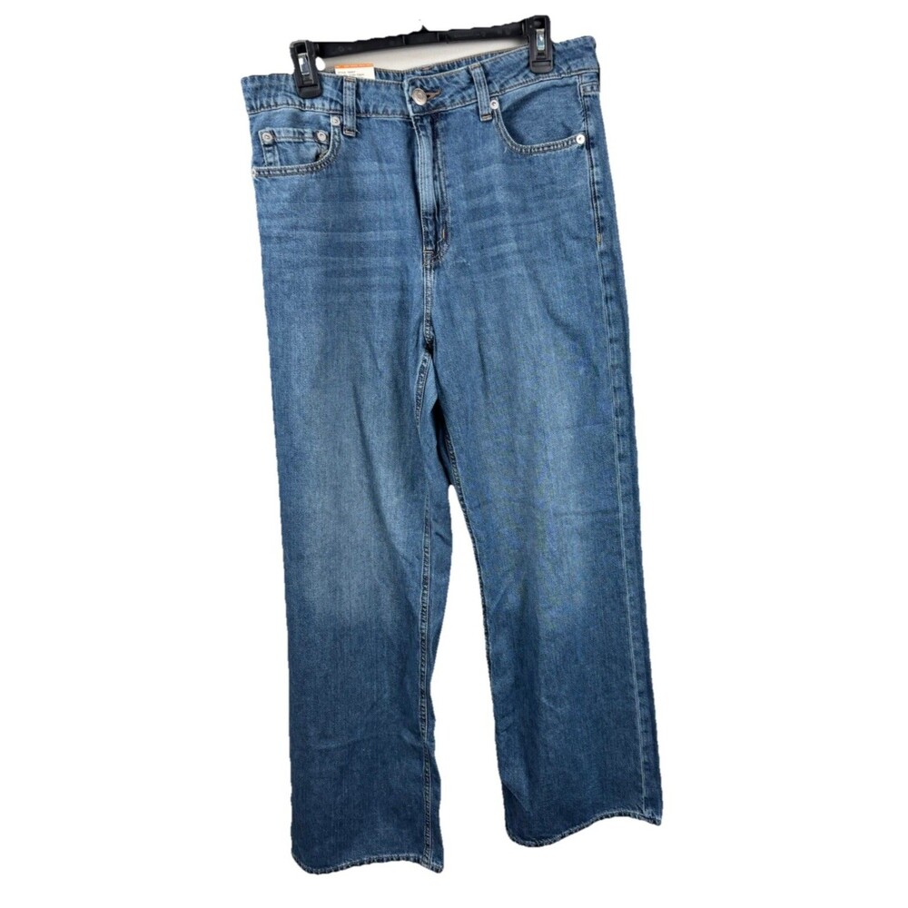 NWT Aeropostale Women's High Rise Wide Leg Jean Size 12 Dark Wash (34 X 32)